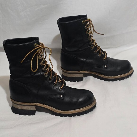 GEORGIA Boots Leather Logger Boots - Black - Sz 6 1/2M - Picture 1 of 11